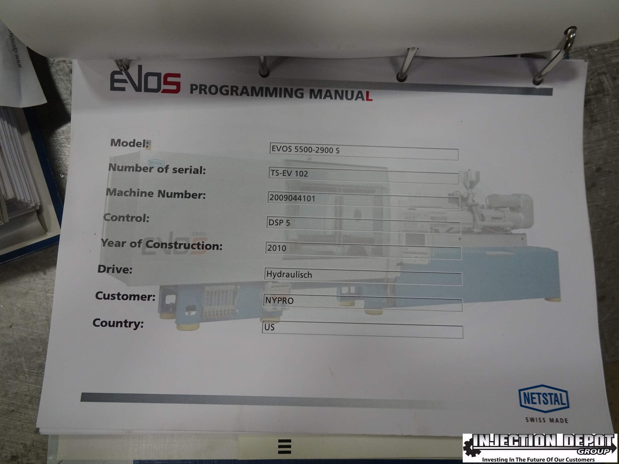 2010 NETSTAL Evos 5500-2900 Horizontal Injection Moulding Machines | INJECTION DEPOT GROUP