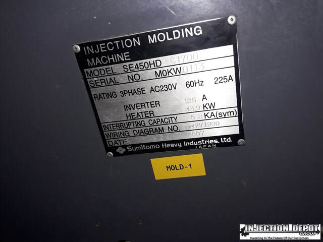 2007 SUMITOMO SE450HD-1700 Horizontal Injection Moulding Machines | INJECTION DEPOT GROUP